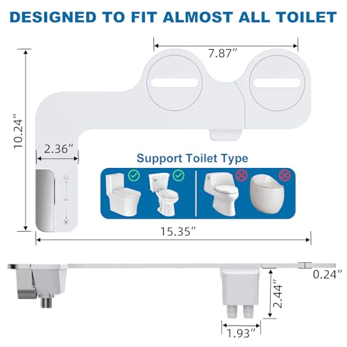 Ultra Slim Bidet Attachment for Toilet Seat, Dual Nozzle Rear and Feminine Wash, Self Cleaning Sprayer, Non Electric Bidet with Adjustable Water Pressure, Brass Inlet, Easy Installation - color: Chrome-11