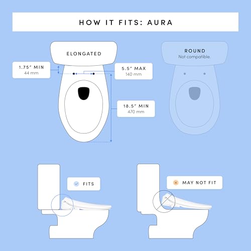 TUSHY Aura Luxury Electric Bidet Seat, Auto Open, Heated, Elongated | Remote Control, Adjustable Temperature, Self-Cleaning Nozzle, Instant Warm Water and Air Dryer, GFCI Outlet Required - style: Aura Elongated Bidet Seat