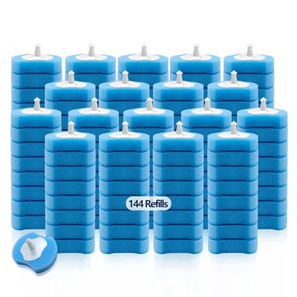144 Count Disposable Toilet Brush Refills Compatible with Most Wands, Toilet Bowl Wand Refills-Blue Disposable Sponge Refill Heads Prefilled Cleaning Fluid for Bathroom Toilet Cleaning. - color: 144 Bluetoilet Brush Refills