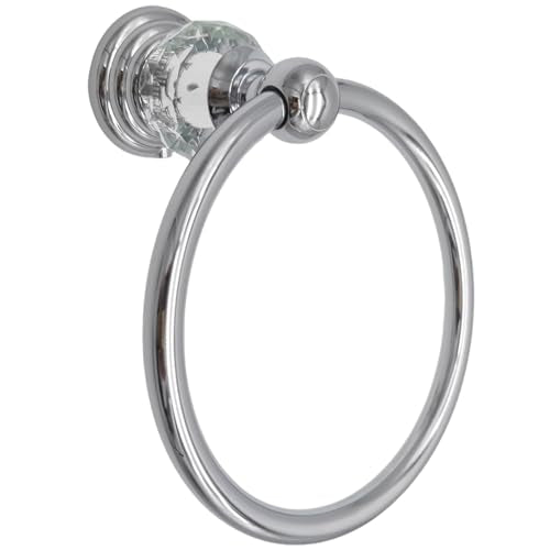 Silver Towel Ring with Crystal, Round Hand Towel Holder for Bathroom | Wall Mounted Stainless Steel Hand Towel Rack, Polished Silver Rustproof Bath Hardware, Fits Modern Luxury Home Kitchen Hotel - color: Silver Towel Ring