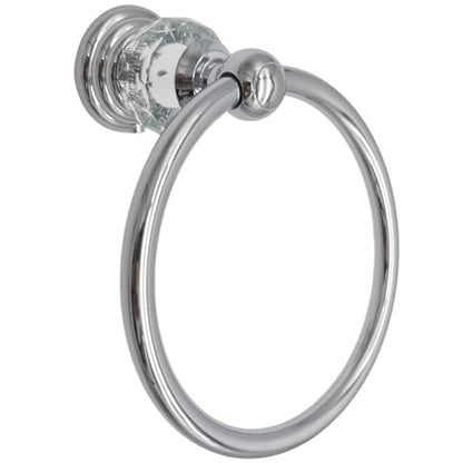 Silver Towel Ring with Crystal, Round Hand Towel Holder for Bathroom | Wall Mounted Stainless Steel Hand Towel Rack, Polished Silver Rustproof Bath Hardware, Fits Modern Luxury Home Kitchen Hotel - color: Silver Towel Ring