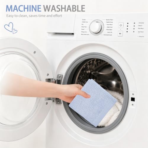 Baby Washcloths 10 Pack Rayon from Bamboo Ultra Soft Absorbent Terry Wash Cloth 10" x 10" Bath Towels for Face Burp Wipes Reusable Lightweight Newborn Essentials Shower Gift Set - color: Blue