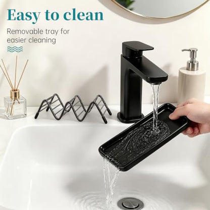 Stainless Steel Soap Dish Draining Soap Holder with Ceramic Tray, Black | Reversible Design Fits 2-3 Bars, Rustproof, Easy to Clean, Space Saving, Non Slip, for Bathroom, Shower, Kitchen - color: Black, size: 6.3" x 3.0"(with tray)