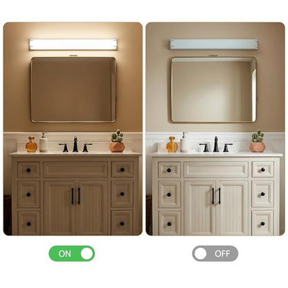 URSOLA LED Bathroom Light Fixture Over Mirror 32" Vanity Light with Milky White Lampshade 4000K Daylight Brushed Nickel Bath Bar (Brushed Nickel) - color: Brushed Nickel, size: 32inch