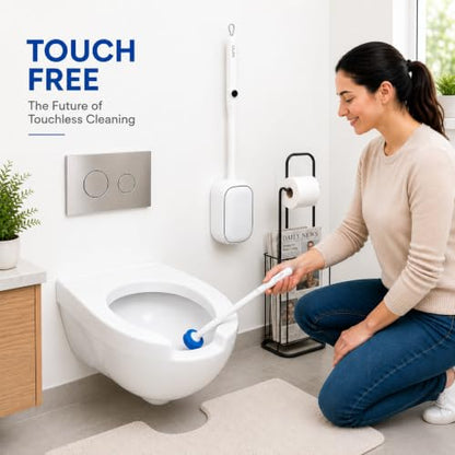 CiLoN 30 Pack Disposable Toilet Bowl Brush & Holder Set with Auto-Open Lid | Wall-Mounted Disposable Toilet Cleaning Set For Touch-Free Space-Saving Hygienic Modern Bathrooms (Starter Kit + 30 Sponge) - size: Starter Kit + 30pcs Refill Heads
