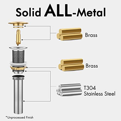 KES Black Sink Drain Without Overflow, Bathroom Sink Stopper, Pop Up Drain Vessel Sink, 2 Pack, Matte Black, All Metal Rustproof Brass and 304 Stainless Steel, for 1.6"-1.9" Sink Hole, S2008D-BK-P2 - color: Matte Black, style: NO Overflow, 2 Pack