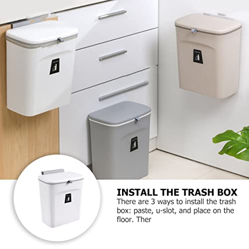 PRETYZOOM 1Pc Wall Mounted Trash Can with Lid Garbage Bin Space Saving Design for Kitchen Bathroom and Home and Stylish Waste Container