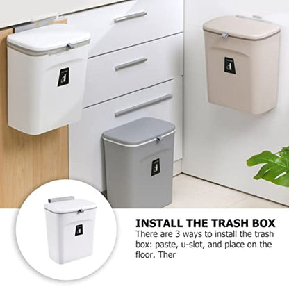 PRETYZOOM 1Pc Wall Mounted Trash Can with Lid Garbage Bin Space Saving Design for Kitchen Bathroom and Home and Stylish Waste Container