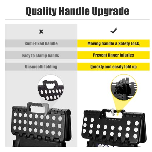 Delxo 17.5 Inch Folding Step Stool,Foldable Stool for Adults with Safety Lock,Portable Collapsible Plastic Step Stool,Non Slip Folding Stools for Kitchen Bathroom Bedroom Up to 400LBS,(Black 1PC) | Step Stool with Safety Lock,Portable Collapsible Step Sto