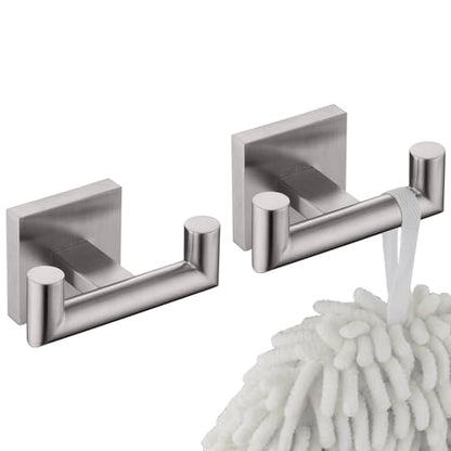 KOKOSIRI Robe Hook Bathroom Double Towel Coat Hooks for Bath Kitchen Wall Mounted, 2 Pack Brushed Nickel Stainless Steel B1015BR-P2 - color: Brushed Nickel, size: 2 Pack