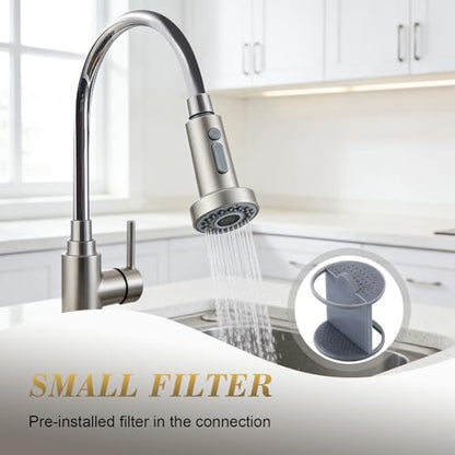 Kitchen Faucet Head Replacement, Pull Down Spray Head with 2 Spray Modes, High Pressure Faucet Sprayer, Universal Sink Spray Head for Kitchen Faucet Replacement, Brushed Nickel Finish - color: Pull-Down Spray Head - Brushed Nickel