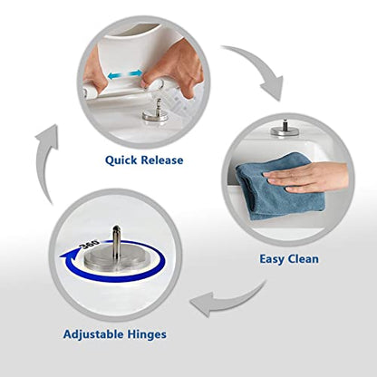 Universal White Toilet Seat with Quick Release - Easy Clean and Stable, Fits Standard Square Toilets, Size: 39.5-46.5 x 34.5cm - size: 44~50*37cm