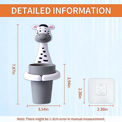 SooGree Kids Toothbrushes Holder Animal Tooth Cup Holder Wall Mounted Sucker Toothpaste Storage Set Cute Household Toothpaste Rack Mouthwash Cup Rack for Children,No Punching Shelf Bracket with Cup - color: Zebra