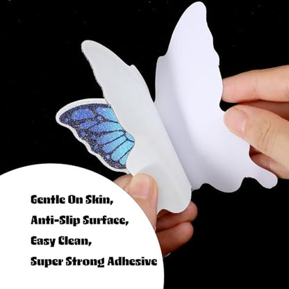 20 PCS Butterfly Non Slip Bathtub Stickers, Adhesive Anti Slip | Decal Treads for Shower & Bath Tub with Scraper for Safety Bathroom Tubs, Shower Floor, Stairs(Blue)