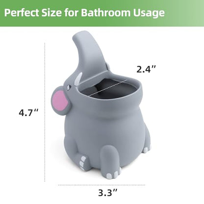 Kids Toothbrush Holder Toothbrush Organizer – Durable Silicone Animal Tooth Brush Holder – Easy to Clean Toothbrush and Toothpaste Holder – Toothbrush Holders for Bathrooms by Lily’s Home - Elephant - color: Elephant
