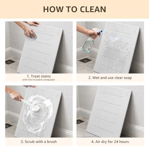 Yolife Stone Bath Mat Large, 32" x 20" Diatomaceous Earth Bath Mat for Bathroom, Super Absorbent Quick Drying Bathroom Stone Mat, Non-Slip Diatomite Shower Mat, Easy to Clean (White Grey) - color: White Grey