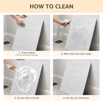 Yolife Stone Bath Mat Large, 32" x 20" Diatomaceous Earth Bath Mat for Bathroom, Super Absorbent Quick Drying Bathroom Stone Mat, Non-Slip Diatomite Shower Mat, Easy to Clean (White Grey) - color: White Grey