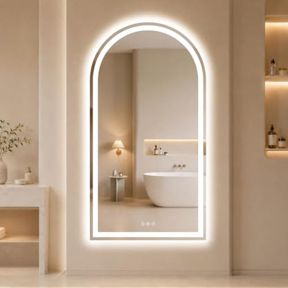 Arched LED Bathroom Mirrors with Lights 36"x60" Led Full Length Mirror, Anti-Fog, Dimmable - size: 60"L x 36"W