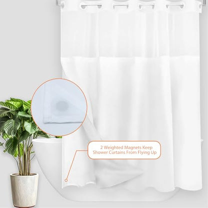 Tititex Fabric Snap-in Replacement Shower Curtain Liner 68x57 Inch Waterproof Removable with Magnets (Fits 71x78 Inch Bath Curtain), White - size: 68"W x 57"L (Pack of 1)