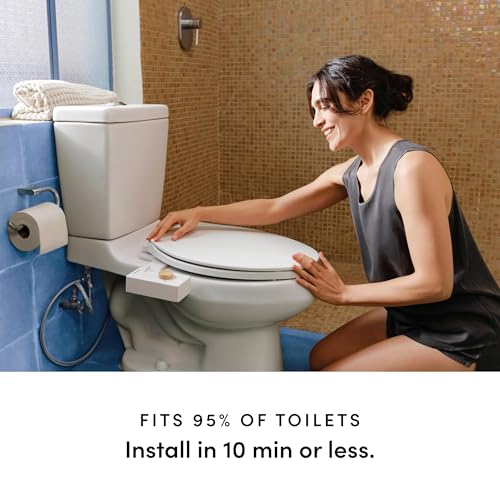 TUSHY Classic 3.0 Bidet Toilet Seat Attachment, White/Matte Black | Non-Electric, Self Cleaning Water Sprayer, Adjustable Pressure Nozzle, Angle Control, Easy Home Installation - color: White/Matte Black, style: Cool Water