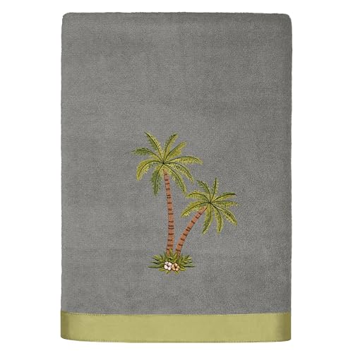 Flourish 4-Piece Premium Towel Set, Island Style Embroidery, Plush Turkish Cotton, Durable & Quick Dry, Elegant Bath Ensemble, 2 Bath 2 Hand Towels, Charcoal - color: Charcoal, size: 2 Pcs Bath 2 Pcs Hand Towel