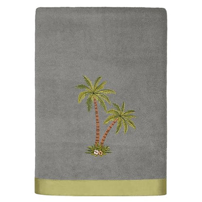 Flourish 4-Piece Premium Towel Set, Island Style Embroidery, Plush Turkish Cotton, Durable & Quick Dry, Elegant Bath Ensemble, 2 Bath 2 Hand Towels, Charcoal - color: Charcoal, size: 2 Pcs Bath 2 Pcs Hand Towel