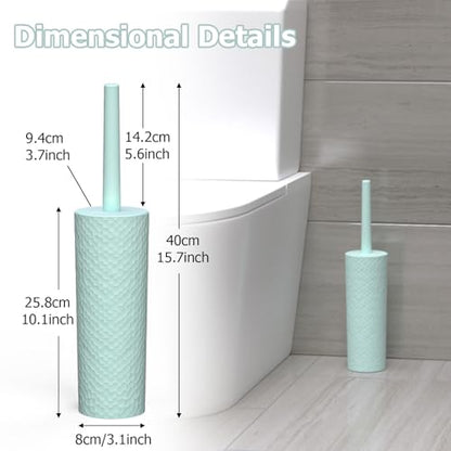 Topsky 2 Pack Compact Toilet Brush & Holder Set, Plastic Round Barrel Loo Brush with 2 Replacement Toilet Brush Head, Durable for Bathroom Toilet, Green - color: Green