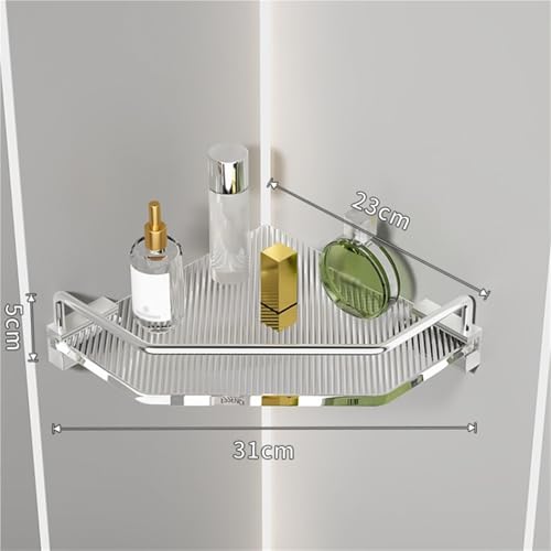 Bathroom Shelves Metal Acrylic Electroplating Wall Hanging Corner Shelf Waterproof Strong Bearing Shower Shelf(B) - color: B