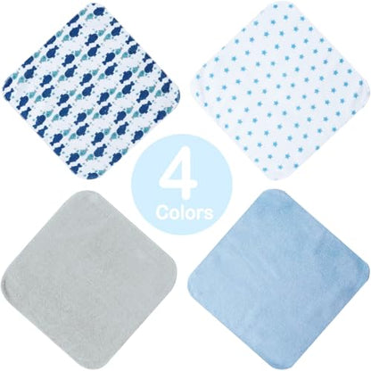 Softan Baby Washcloths, 24Pack Baby Wash Cloths Extra Soft & Ultra Absorbent, Baby Towels and Washcloths Face Towel Unisex for Boys Girls Body, Washclothes Gentle on Sensitive Skin, 9x9 Blue Whale - color: Blue Whale