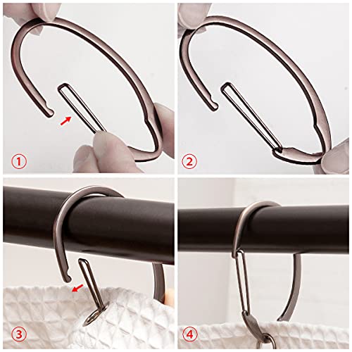 Shower Rings, Shower Curtain Rings for Bathroom, Rustproof Zinc Shower Curtain Hooks Rings, Set of 12 (Oil Rubbed Bronze) - color: Oil Rubbed Bronze