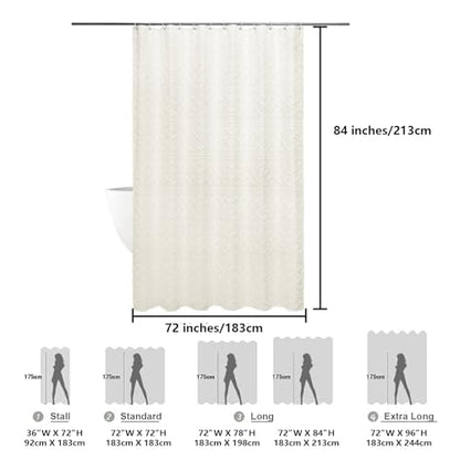 Beige Cloth Shower Curtain 72x84 Inches with Pattern, Modern Plaid Stripes Fabric Shower Curtain for Bathroom, Chic Tufted Textured Jacquard Farmhouse Shower Curtain - color: Beige, size: 72"W x 84"L (Pack of 1)