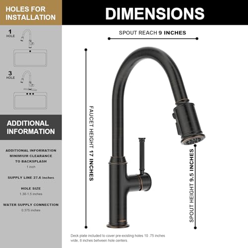 Lava Odoro Oil Rubbed Bronze Kitchen Faucet with Pull Down Sprayer, Single Hole Kitchen Sink Faucet, Single Handle Kitchen Faucet with 3-Function Magnetic Sprayer, Deck Plate Included, KF421-ORB-M - color: Oil Rubbed Bronze, style: 3-Mode, Magnetic