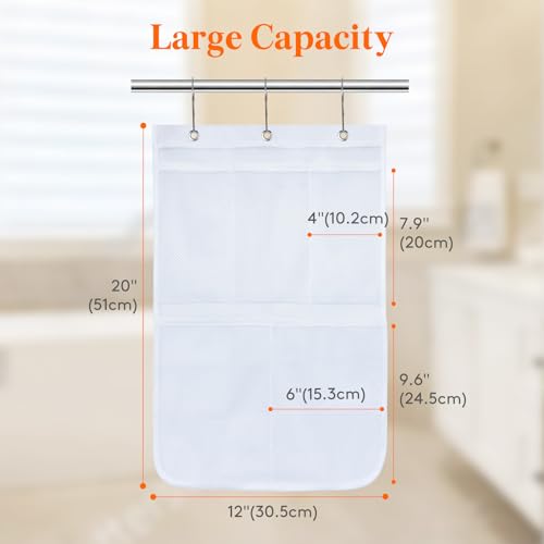 Lifewit Mesh Shower Caddy, 5 Pockets Hanging Bathroom Organizer, 1 Pack | 12" x 20", Attached 3 Hooks, Quick-Dry, Portable, Cruise Essentials, Idea for Toiletry, RVing, Travel, Camping - size: 12" × 20"