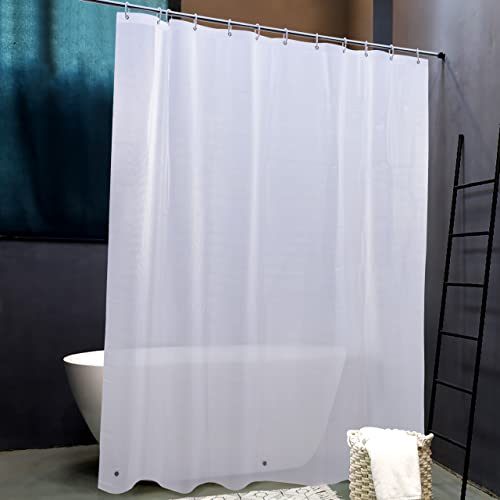 NTBAY EVA Shower Curtain Liner, 72 x 72, 6 Gauge, Semi Clear Water Cube | Water-repellent EVA Liner with 3 Bottom Magnets, 12 Reinforced Grommets, and 12 Plastic Hooks - color: Clear Checkered, size: 72"W x 72"L (Pack of 1)