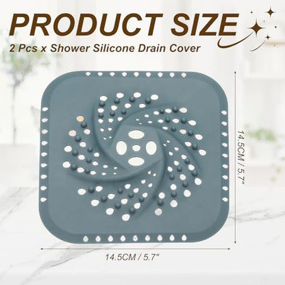 uxcell 2 Pcs Square Drain Cover, 5.7 Inch Shower Hair Catcher Drain Cover for Shower Room Bathtubs Kitchen Sink Laundry Room, Blue - color: Blue