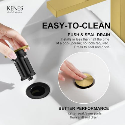 Brushed Gold Vessel Sink Faucet Single Hole Tall Bathroom Sink Faucet | Vessel Bowl Faucet with Pop Up Drain & Supply Lines, Lead-Free cUPC & NSF Certified, 1 Hole Faucet for Vanity RV Restroom - color: Gold, size: Tall
