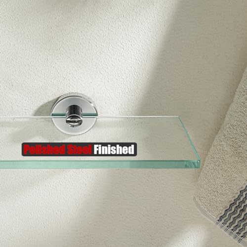 JQK Bathroom Glass Shelf Chrome, Tempered Glass Shower Storage 8 by 5 inches, 304 Stainless Steel Polished Chrome Wall Mount, TGS101L8-CH - color: Chrome, size: 8 Inch (1 Pack)