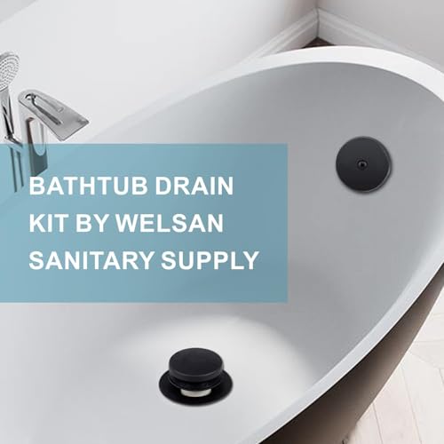 WELSAN Matte Black Tub Drain and Overflow Kit,Black Bathtub Drain,1 Hole | Tip-Toe, 1-Hole Faceplate, Coarse thread replacement conversion kit assembly, fits 1-3/8 or 1-1/2 inch bathtub drain waste - color: Black, style: 1 Hole