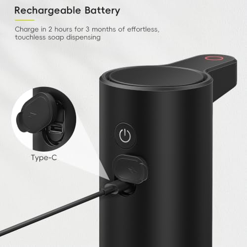 EKO Aroma 9 fl oz Automatic Liquid Soap Dispenser, Rechargeable & Water-Resistant Soap Dispenser for Kitchen and Bathroom with Adjustable Volume Control (Matte Black Steel) - color: Matte Black, size: 9 oz (Standard Rechargeable)