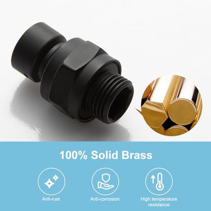 OFFO Shower Head Swivel Ball Adapter, All Metal Adjustable Shower Arm Extension Connector Universal Showering Component Solid Brass, Matte Black - color: Matte Black