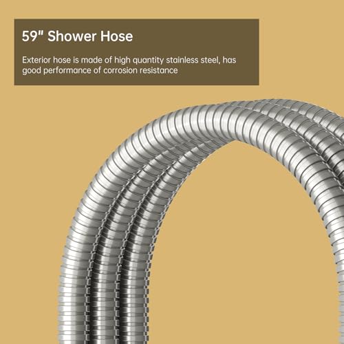 Handheld Shower Head Show Spray Shower Wand Hand Shower Brushed Nickel | High Pressure Showerhead, Hand Held, Brass Shower Head, Wall Mounted, 60 In Stainless Steel Shower Hose - color: Nickel