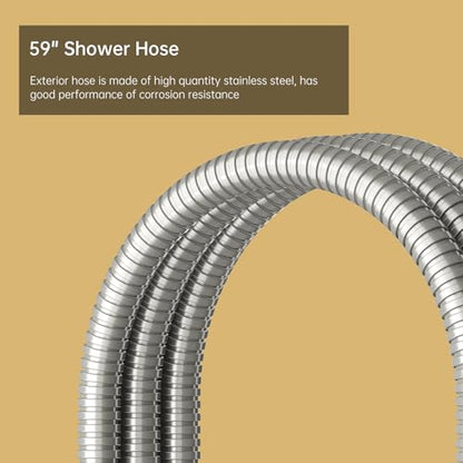 Handheld Shower Head Show Spray Shower Wand Hand Shower Brushed Nickel | High Pressure Showerhead, Hand Held, Brass Shower Head, Wall Mounted, 60 In Stainless Steel Shower Hose - color: Nickel