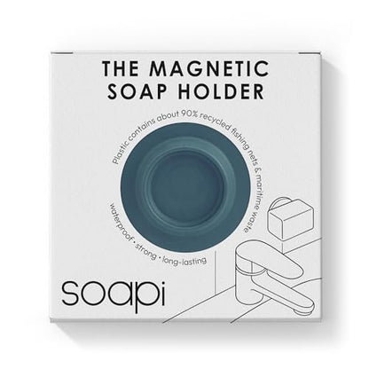 Magnetic Soap Holder – No-Drill Installation – Space-Saving Wall Soap Dish – Wall Mounted, Eco-Friendly Bar Soap Holder – Recycled Ocean Plastic – Stick Anywhere - Soapi (Petrol) - color: Petrol