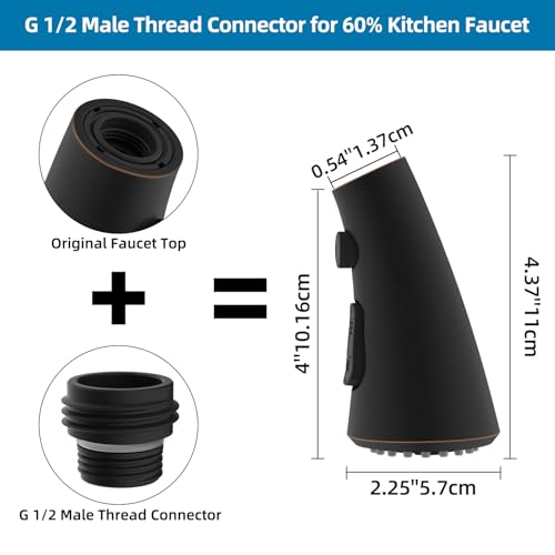 Curve Kitchen Faucet Sprayer Head Compatible with Kohler, Oil-Rubbed Bronze | NSF/ANSI/CAN 372 Certified, 14 Adapter Kit for Universal Fit Use, 3 Function Pull Down Sink Faucet Spray Head Replacement - color: Oil Rubbed Bronze, style: Curve Design