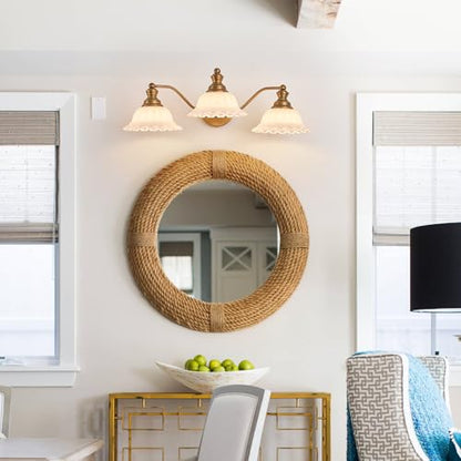 XIEDUN Bathroom Vanity Light White 3 Light Bathroom Light Fixtures - color: Brass and White, size: 3 Light