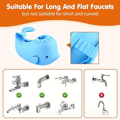 Skyroku Toddler Faucet Extender & Blue Bathtub Spout Cover, Sink Extender with Temperature Sensor for Bathroom Sinks, Kitchen, Bathtubs, Bundle and Save! - color: BrownBlue