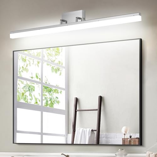 48 inch LED Modern Bathroom Vanity Lighting Fixtures Over Mirror, Brushed Nickel Adjustable Makeup Vanity Light Bar Dimmable 5CCT 46W 3000K-5000K - color: Nickel-48 Inch 5cct