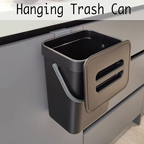 LALASTAR Countertop Compost Bin with Lid, Hanging Small Trash Can with Lid Under Sink for Kitchen, Food Waste Bin for Countertop, Mountable Garbage Can for Bathroom, RV, 5L/1.3 Gal, Black - color: Black
