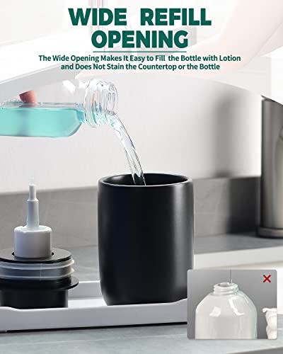 BosilunLife Black Foam Soap Dispenser, Hand Pump Dispenser for Kitchen Sink | Ceramic Foaming Hand Wash Dispenser for Bathroom Modern Farmhouse Small Soap Dispenser Lotion - color: Black-foam Pump