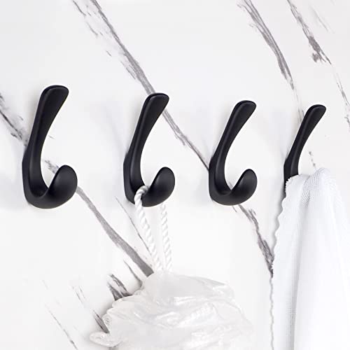 4 Pack Towel Hooks for Bathrooms Wall Mounted, Matte Black Bathroom Hooks for Towels, Robe & Towel Hook for Wall, Modern Black Bath Towel Hook - color: Matte Black, size: 4 Pack